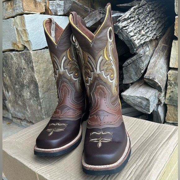 Men's Brown Leather San Fernando Western Rodeo Boots NewWB Sz-29 (US 10.5) LocBB - Picture 6 of 12